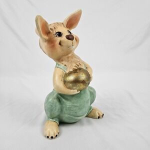 Easter Bunny Statue Figurine Ceramic 1985 Byron Molds 10" Holiday Decor MCM